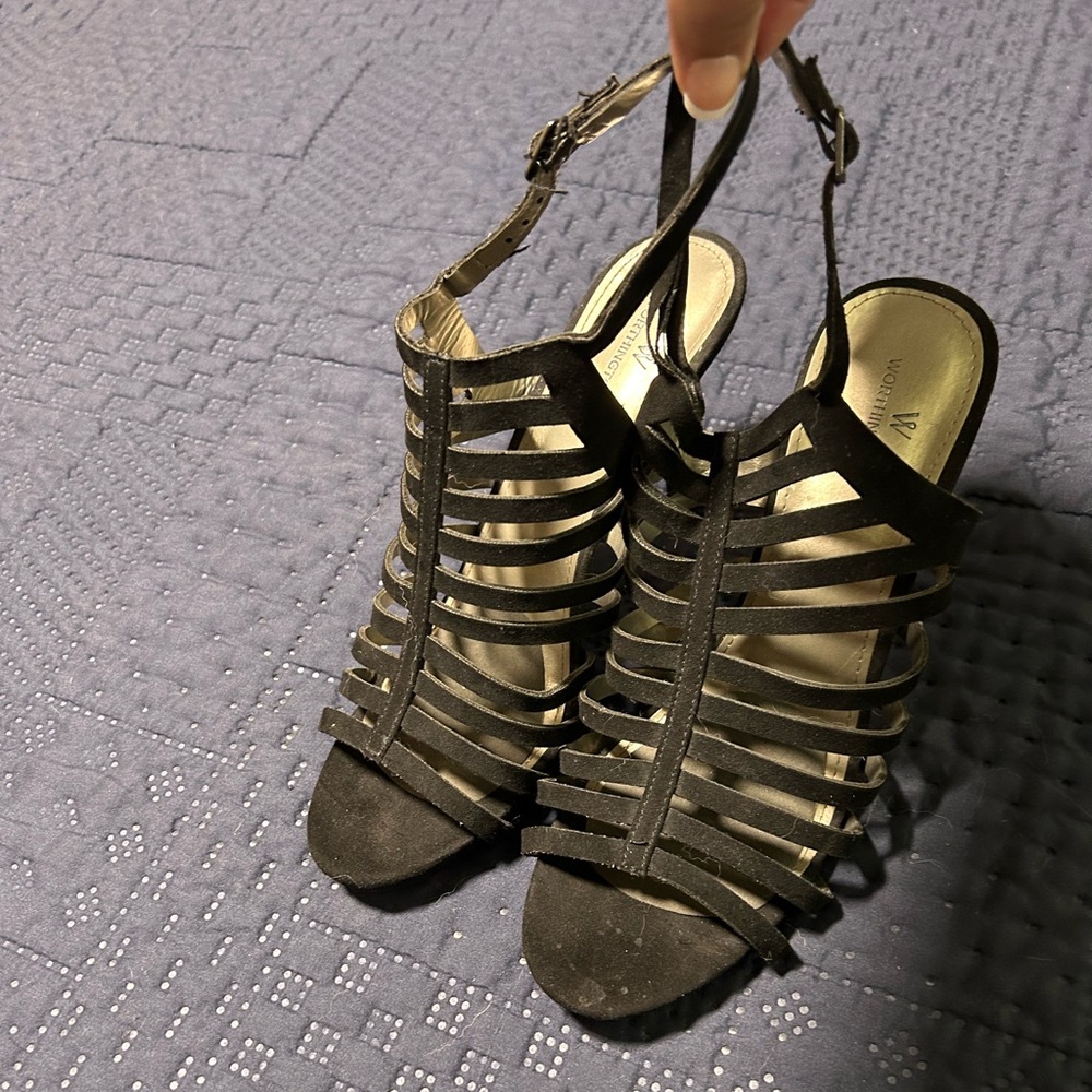 Worthington Black Strappy Heels